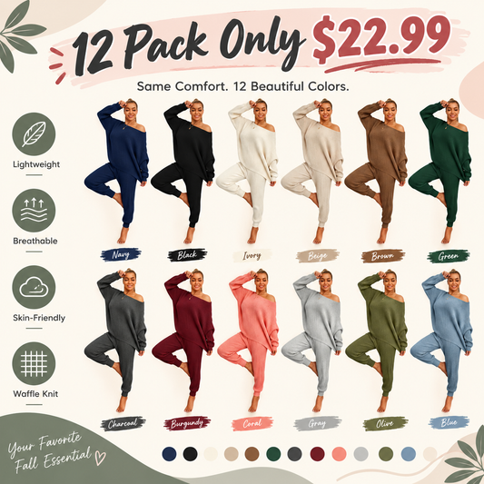 Women's Solid Drop Shoulder Sweater & Drawstring Waist Pants Two Piece Set