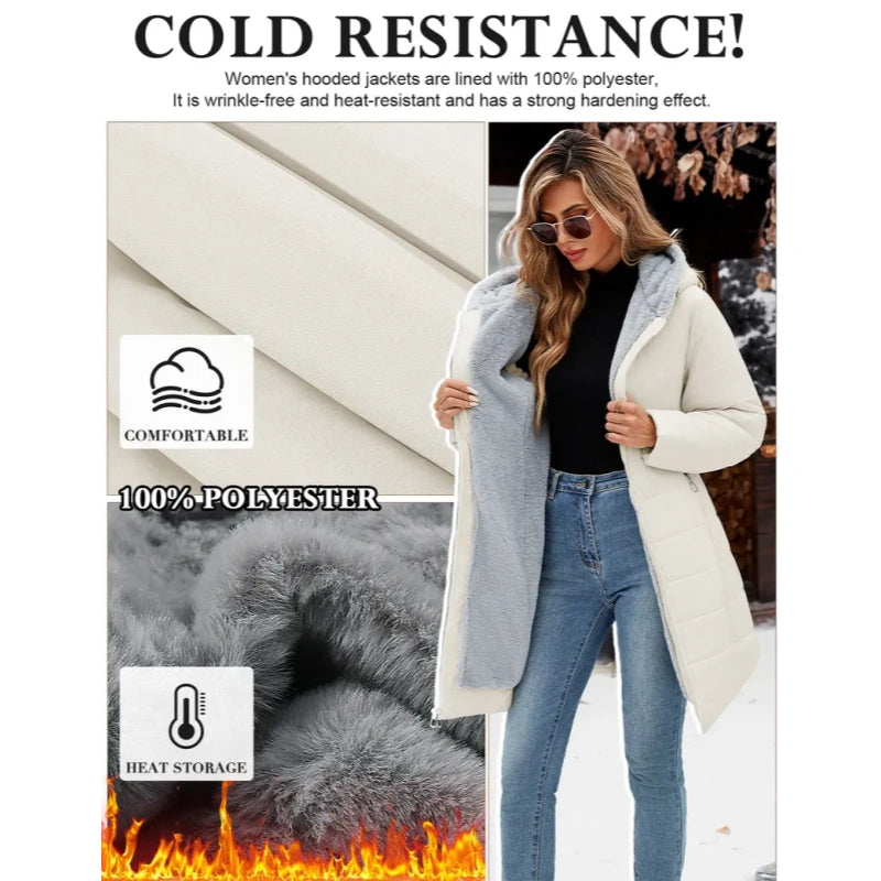Women's Long Sleeve Furry Puffer Down Jacket