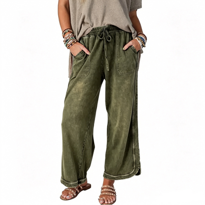 Women's High-Waist Drawstring Casual Wide-Leg Sweatpants