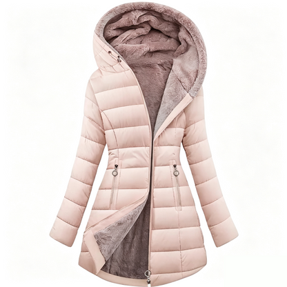 Women's Long Sleeve Furry Puffer Down Jacket