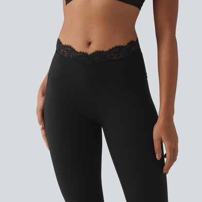 Women’s Lace Waist Flare Pants – Soft Stretch, Flattering Fit & All-Day Comfort
