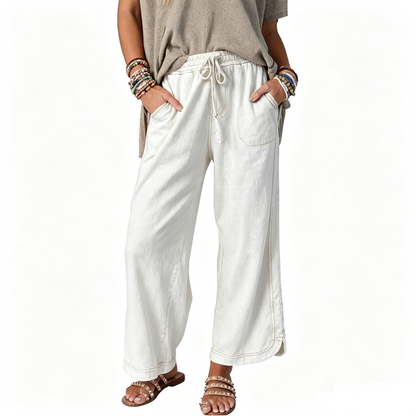 Women's High-Waist Drawstring Casual Wide-Leg Sweatpants