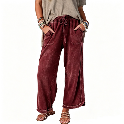Women's High-Waist Drawstring Casual Wide-Leg Sweatpants