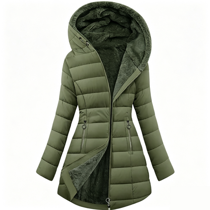 Women's Long Sleeve Furry Puffer Down Jacket
