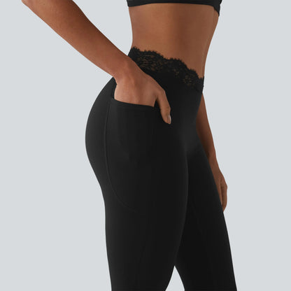 Women’s Lace Waist Flare Pants – Soft Stretch, Flattering Fit & All-Day Comfort