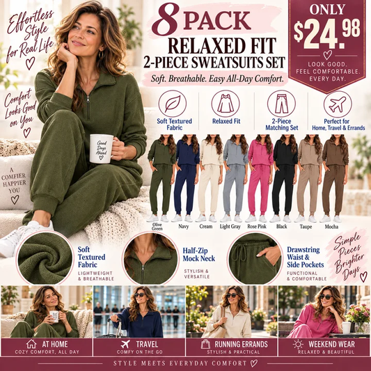 Women's 2-Piece Sweatsuits Set Long Sleeve Half Zip Pullover Sweatshirt🔥