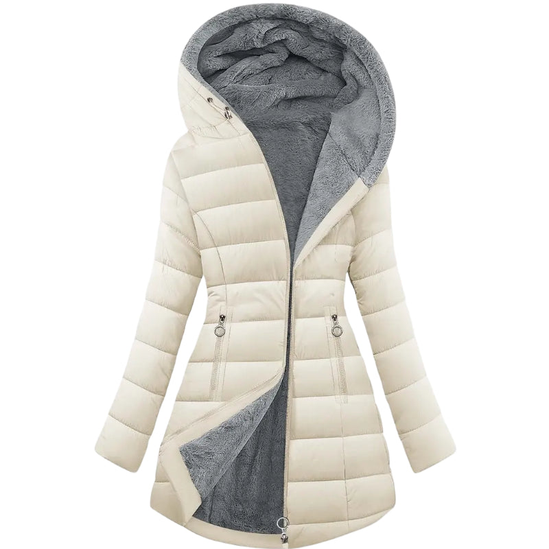 Women's Long Sleeve Furry Puffer Down Jacket