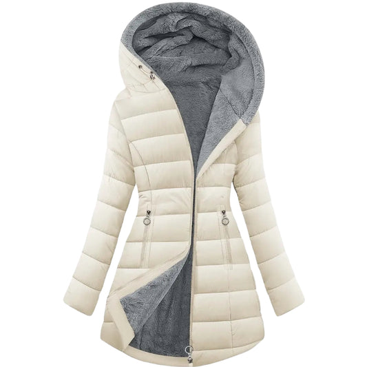 Women's Long Sleeve Furry Puffer Down Jacket