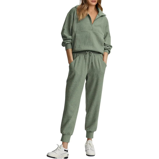 Women's 2-Piece Sweatsuits Set Long Sleeve Half Zip Pullover Sweatshirt🔥
