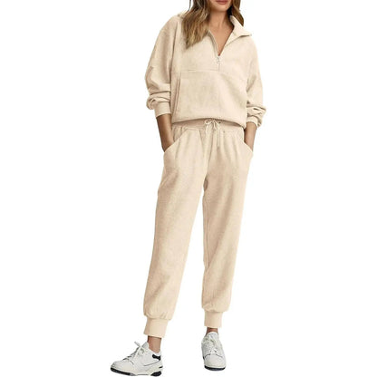 Women's 2-Piece Sweatsuits Set Long Sleeve Half Zip Pullover Sweatshirt🔥