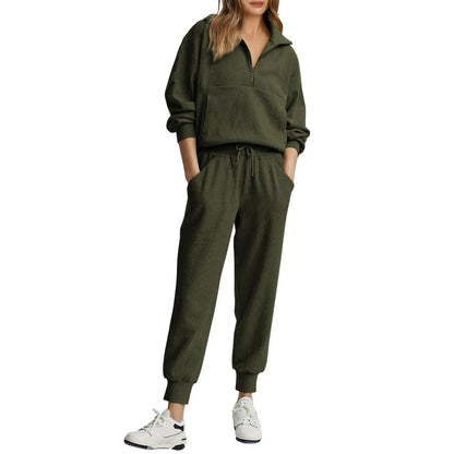 Women's 2-Piece Sweatsuits Set Long Sleeve Half Zip Pullover Sweatshirt🔥