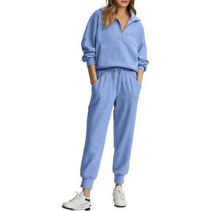 Women's 2-Piece Sweatsuits Set Long Sleeve Half Zip Pullover Sweatshirt🔥