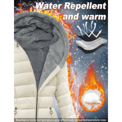 Women's Long Sleeve Furry Puffer Down Jacket