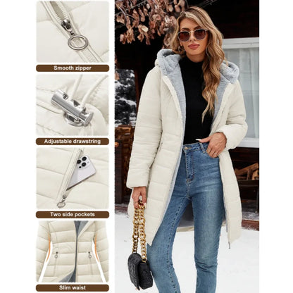 Women's Long Sleeve Furry Puffer Down Jacket